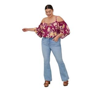 Torrid Challis Crochet Trim Cold Lace-Up Shoulder Size 5X for Women's